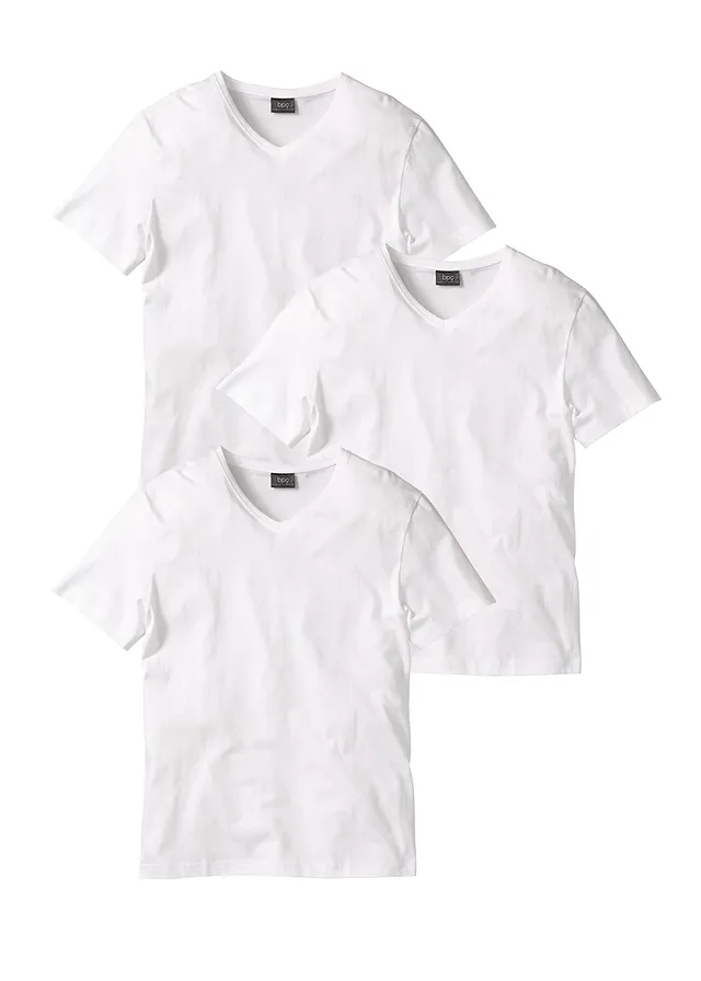 Tričko s V-výstrihom (3 ks)