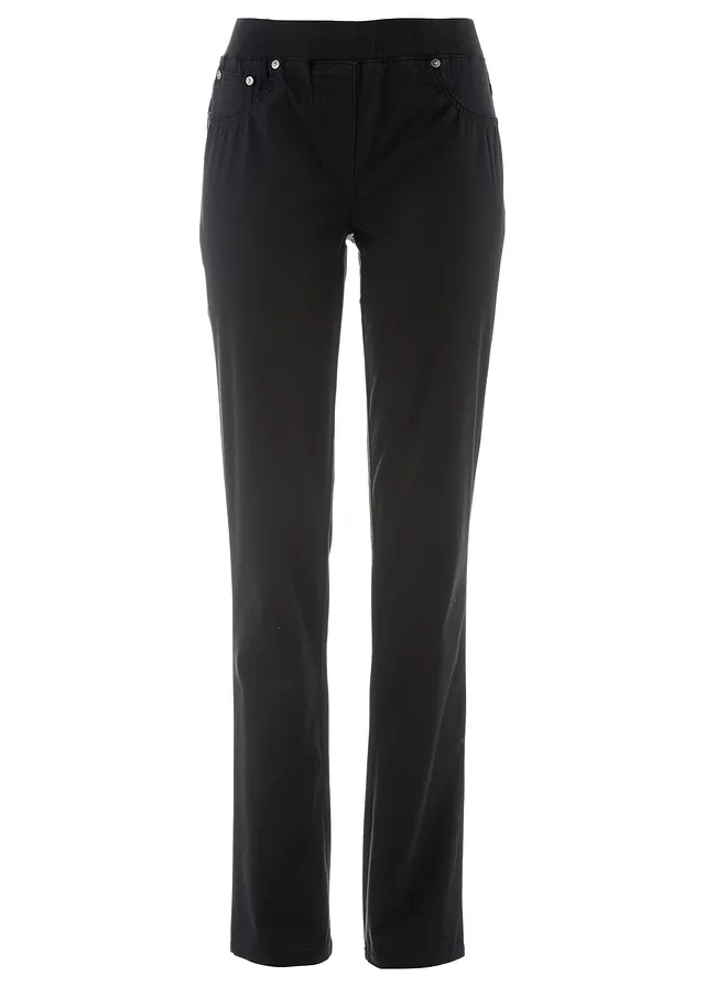 Pantaloni din twill treggings, din amestec elastic cu bumbac