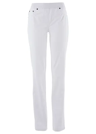 Twill broek van elastisch katoen, Kleur: wit
