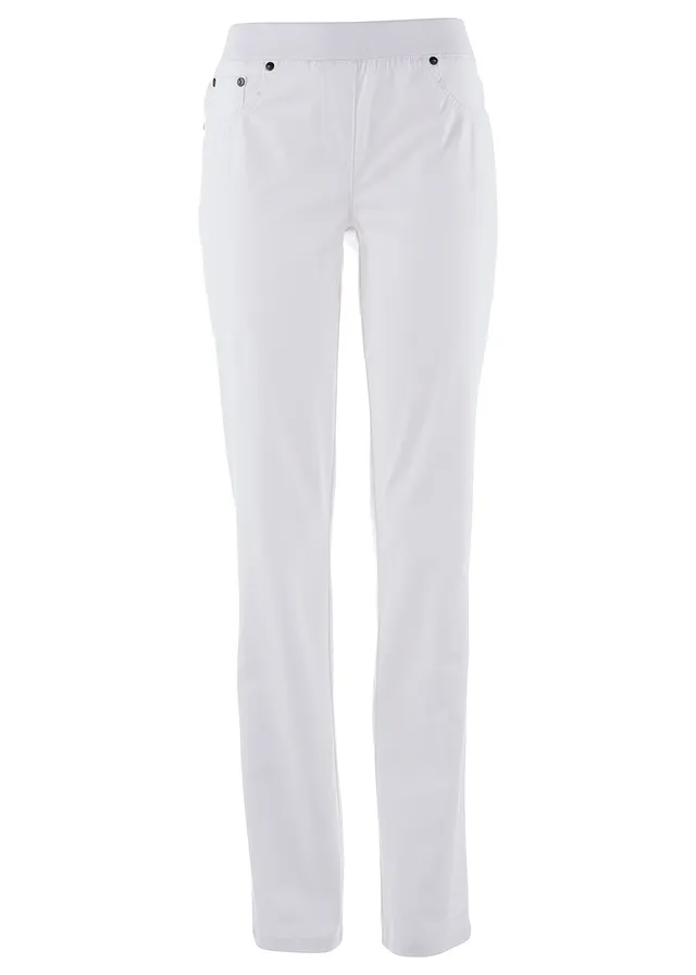 Pantaloni din twill treggings, din amestec elastic cu bumbac