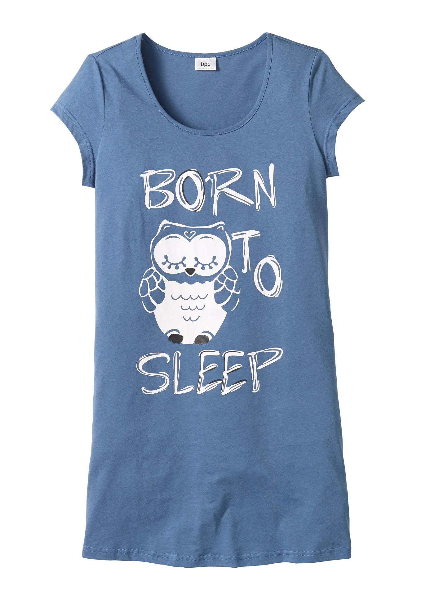 Chemise de nuit 100% coton • bleu-imprimé chouette • Boutique bonprix