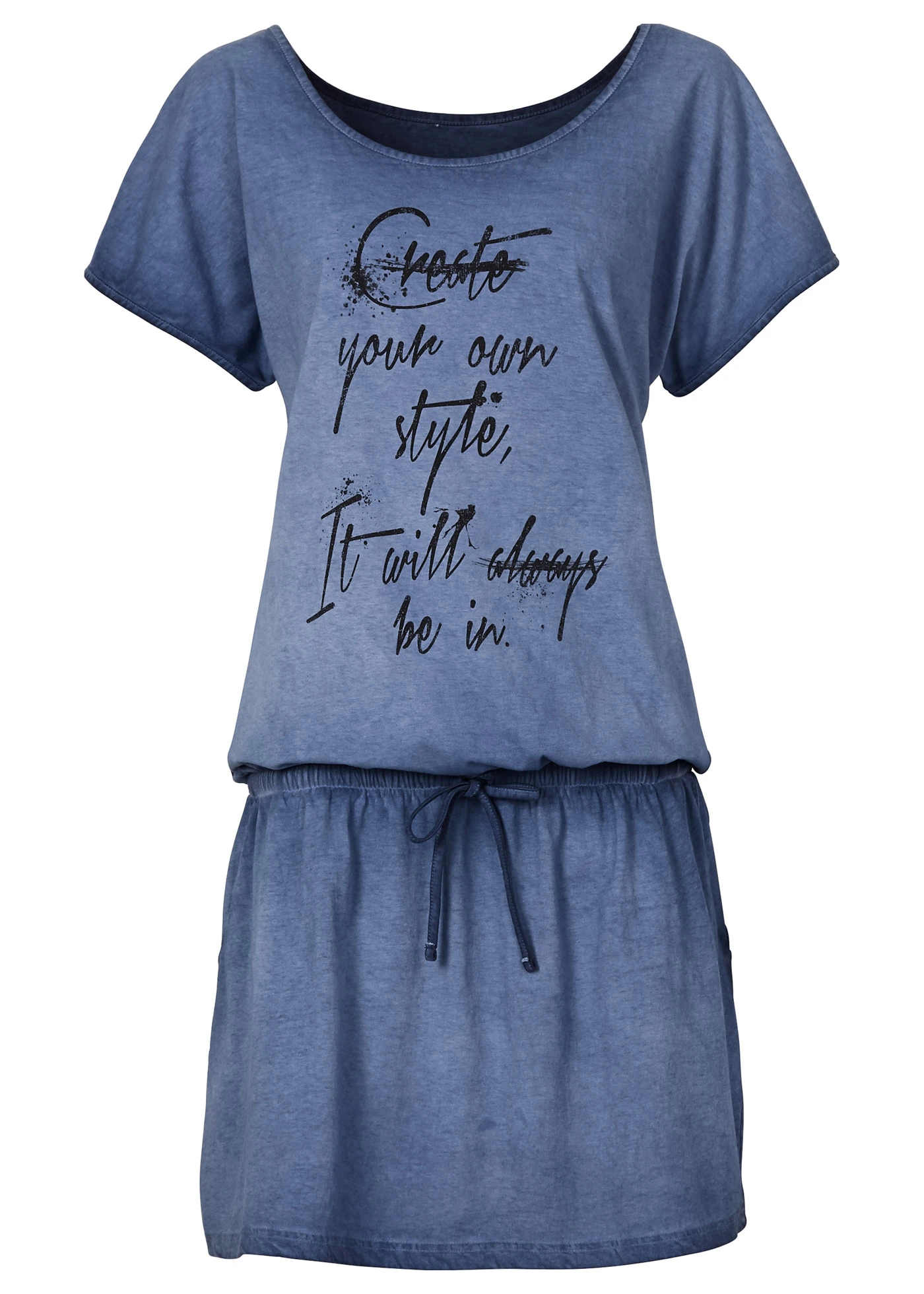 Žerzejové šaty z čisté bavlny • modrá washed • bonprix obchod