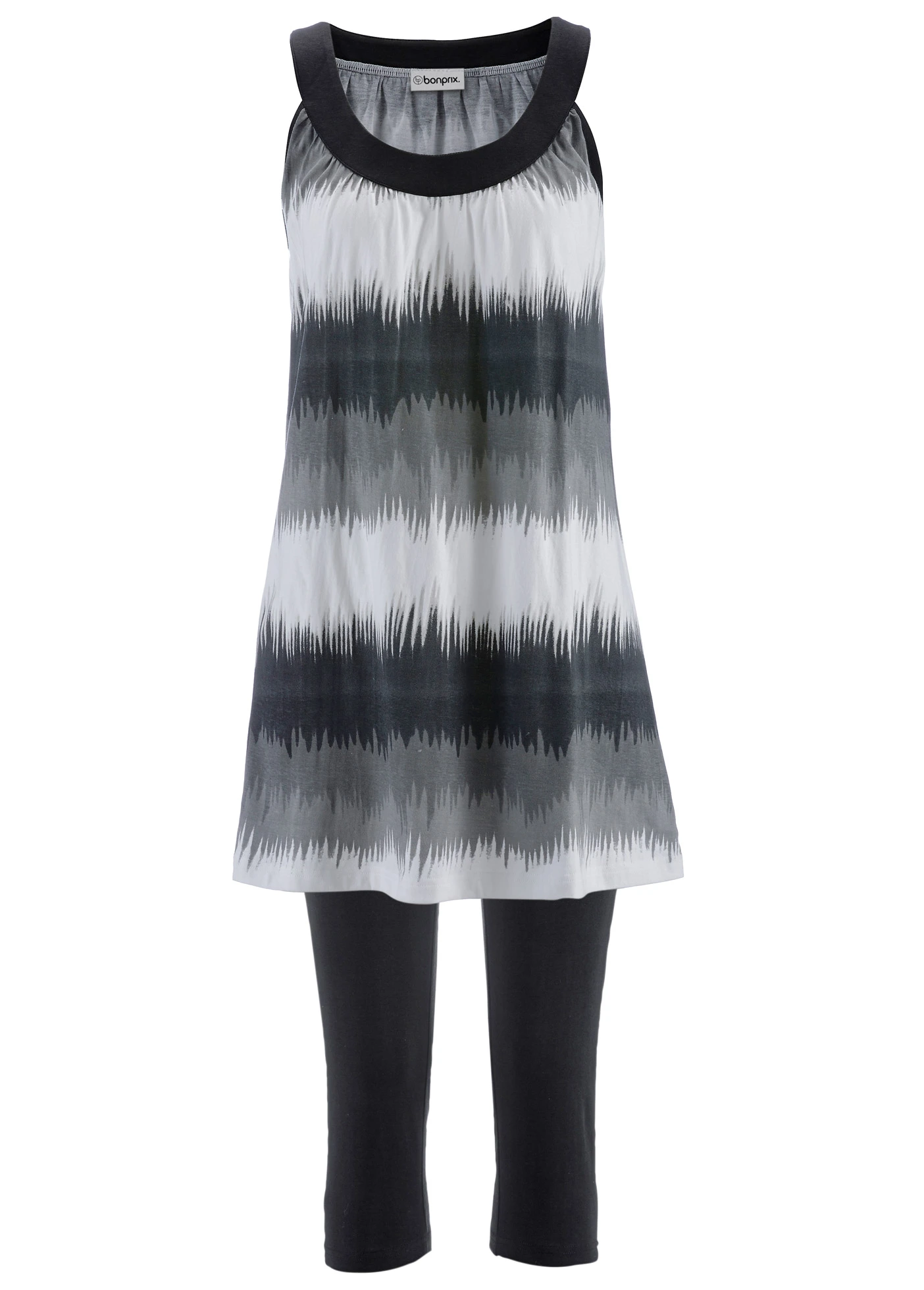 Ruha+capri legging (2-részes szett) • fekete-grafikai mintás • bonprix áruház