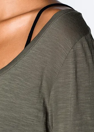 Longsleeve van licht slubjersey materiaal • olijfgroen • bonprix online shop