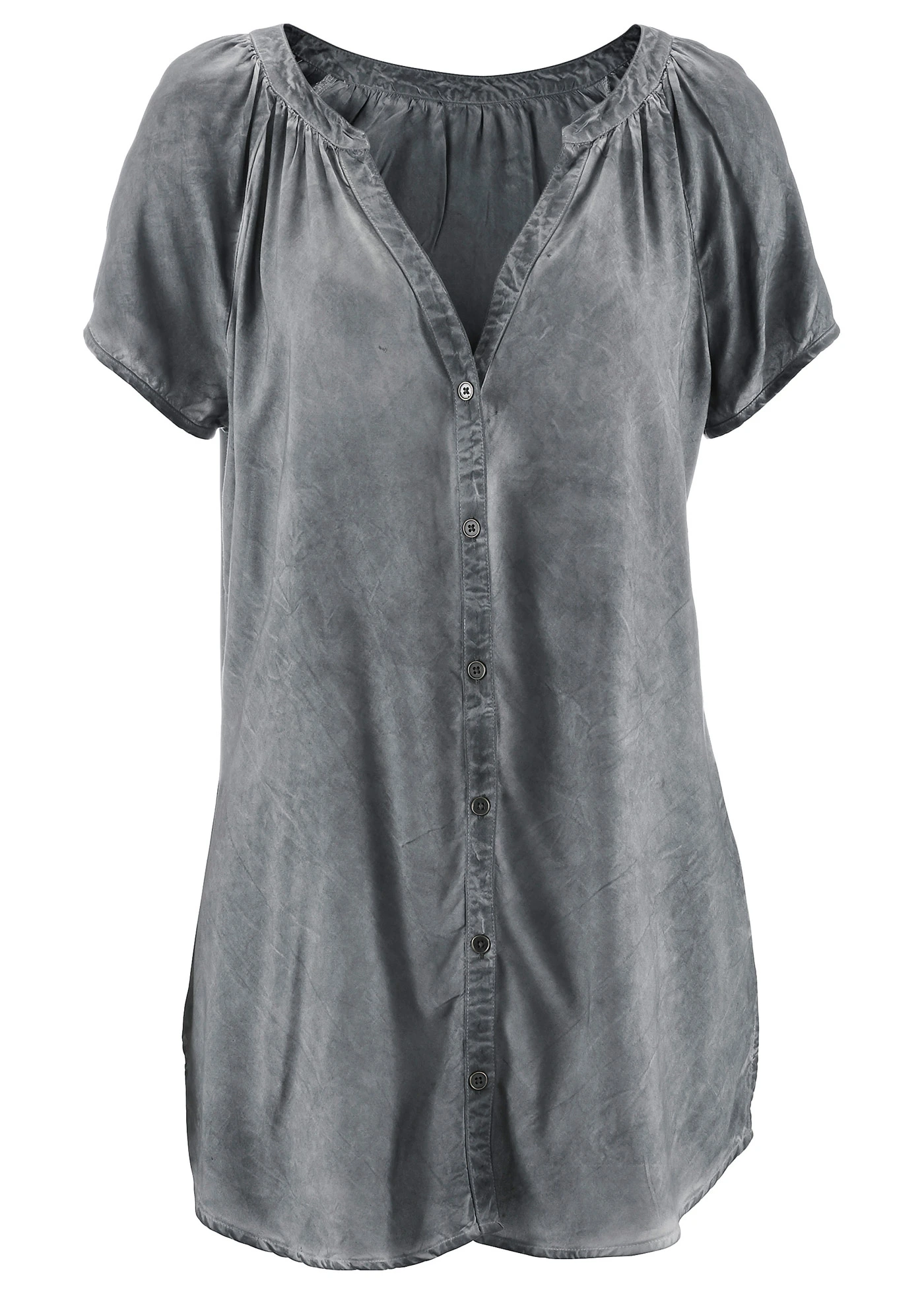 Chemisier manches courtes 100% coton • gris fumée • Boutique bonprix