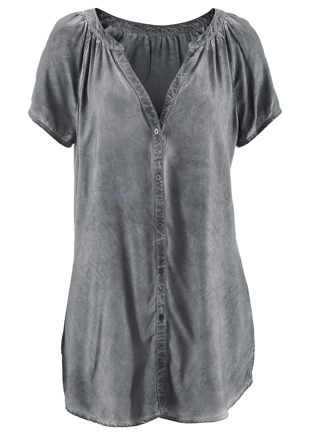 Cold dyed blouse van katoen, korte mouw