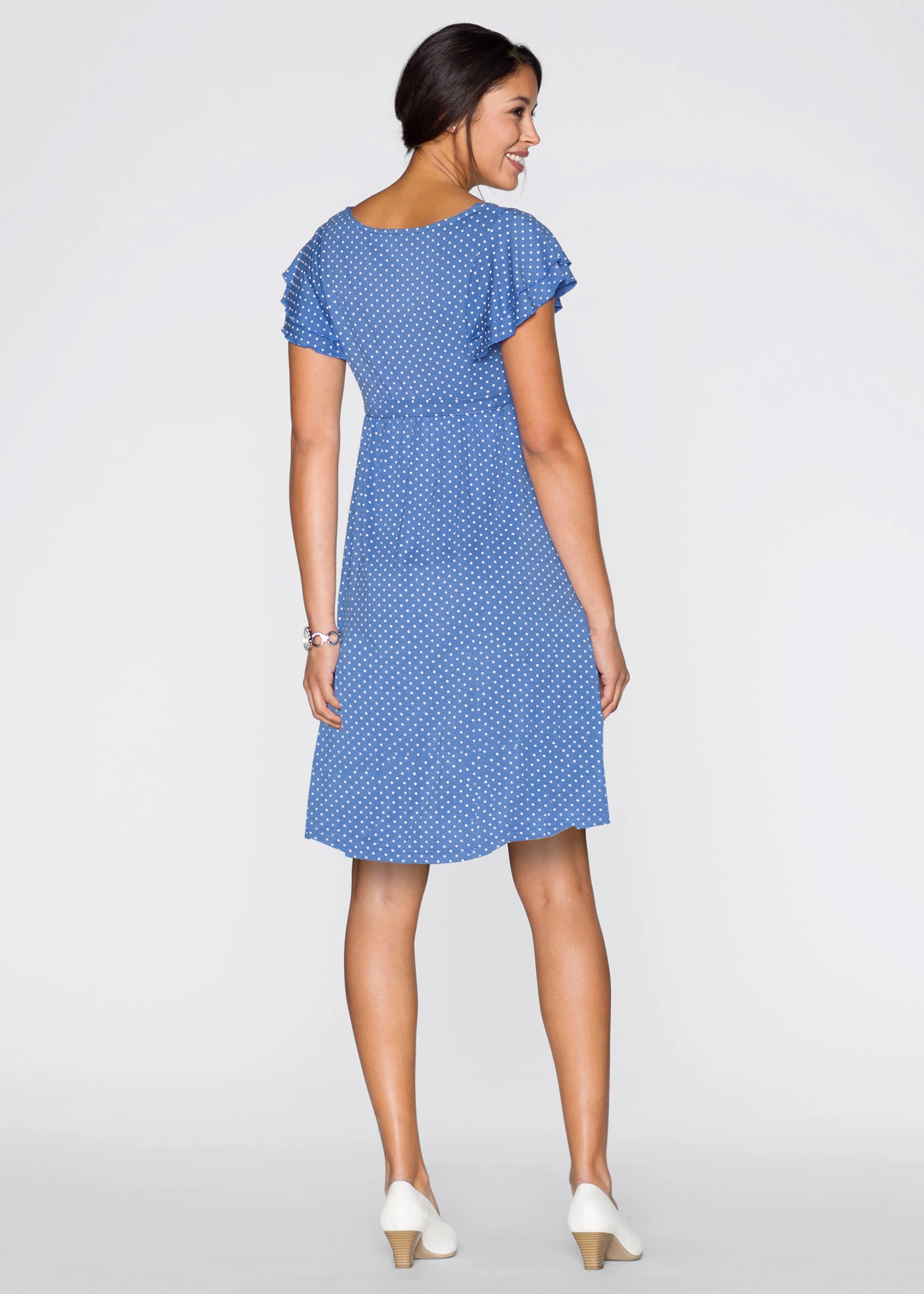 Těhotenské šaty z viskózového žerzeje • nebesky modrá s puntíky • bonprix obchod