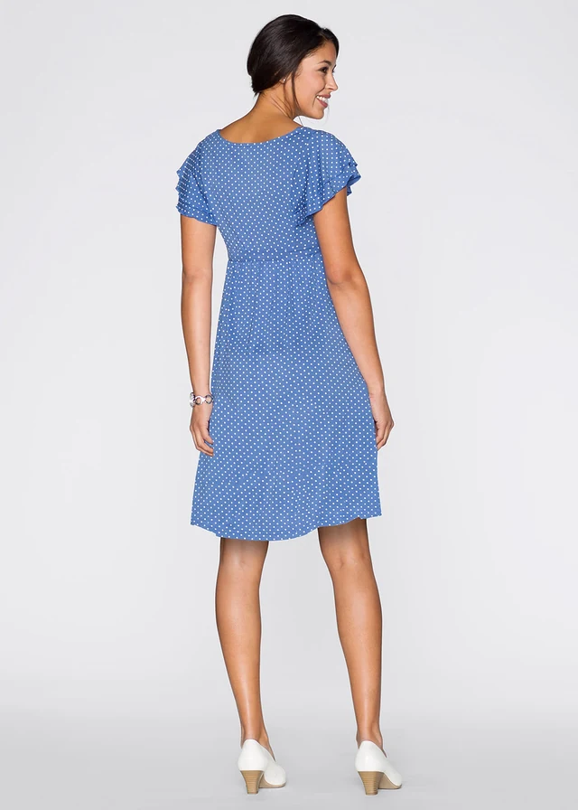 Robe de grossesse en jersey viscose, Couleur: bleu ciel à pois
