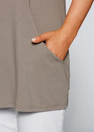 Longshirt met viscose, Kleur: taupe