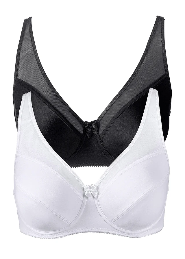 Beugel bh met mesh (set van 2), Kleur: zwart+wit