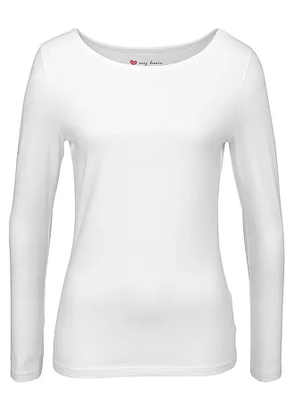 Přiléhavé triko s dlouhým rukávem, barva: bílá