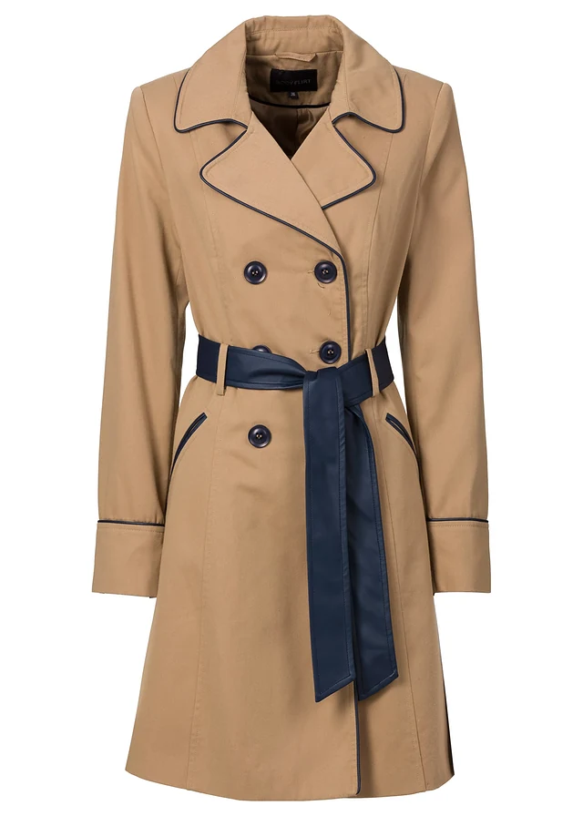 Trenchcoat in A-lijn, Kleur: mat camel