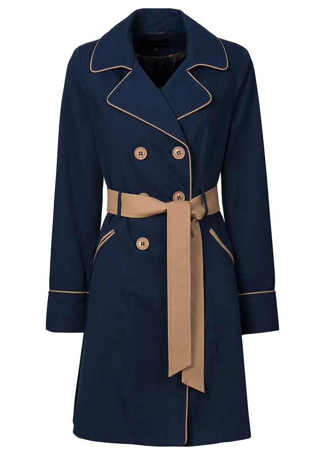Trenchcoat in A-lijn, Kleur: donkerblauw