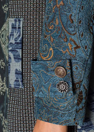 Manteau court en jacquard tendance • bleu imprimé graphique • Boutique bonprix