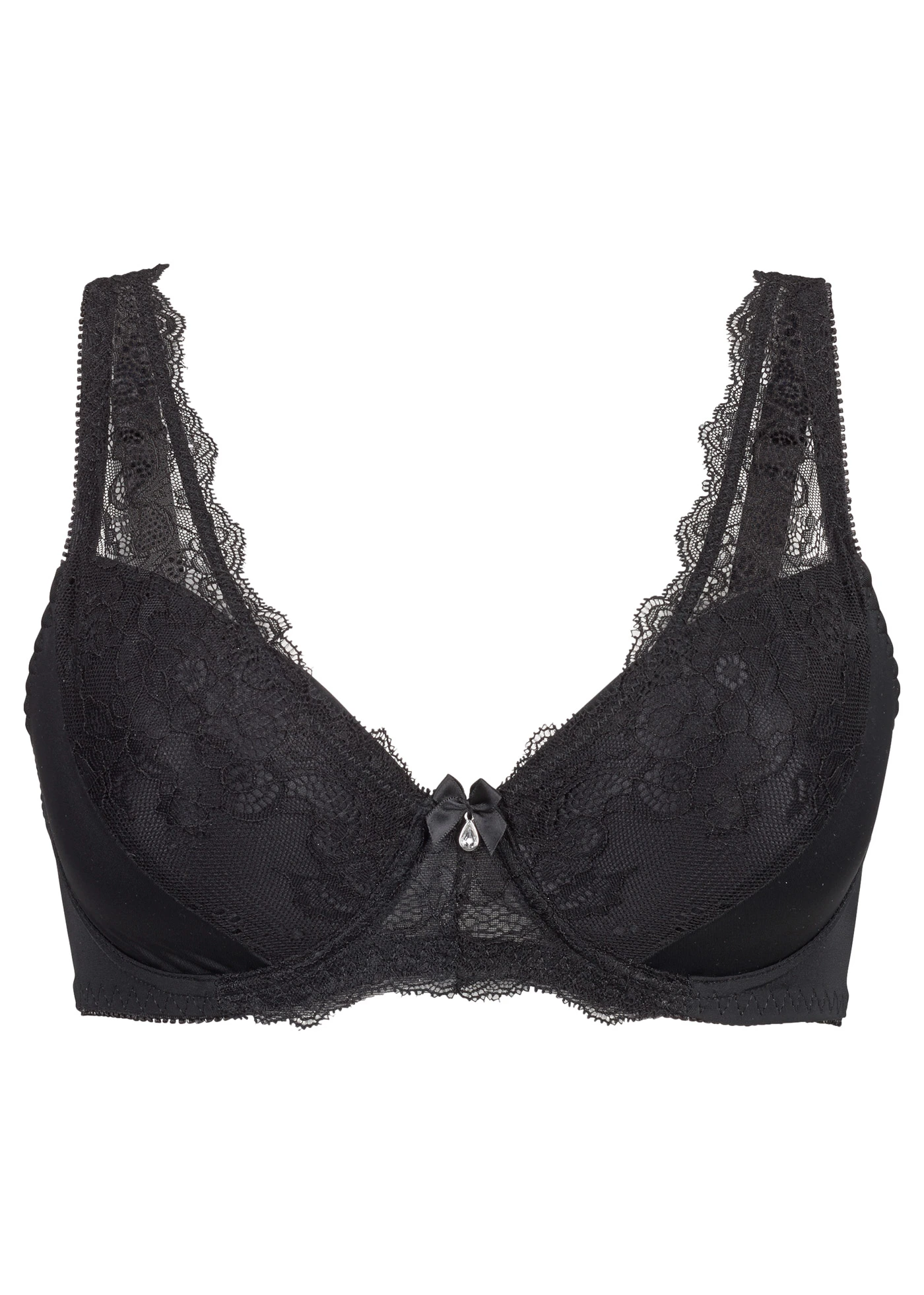 Vystužená podprsenka s jemnou čipkou • čierna • obchod bonprix
