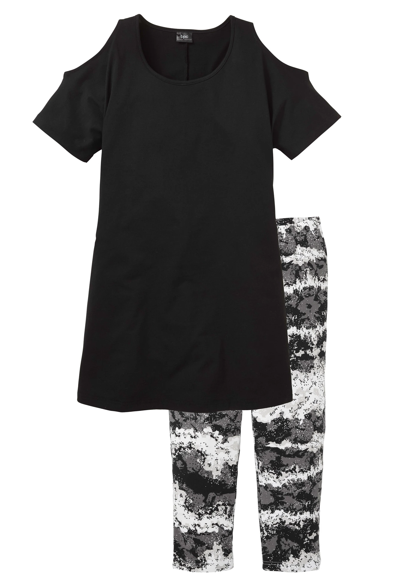 Capri pyžamo s krátkým rukávem • černá s potiskem • bonprix obchod