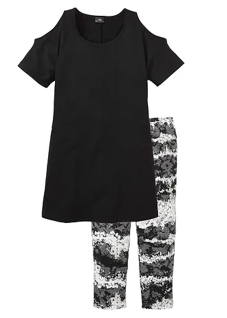 Capri pyžamo s krátkým rukávem • černá s potiskem • bonprix obchod