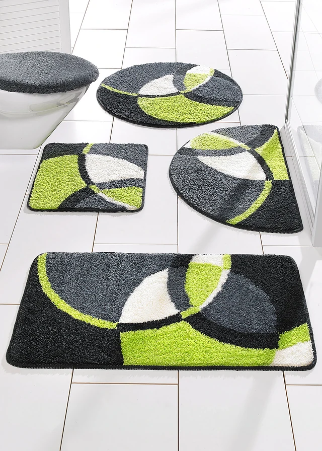 Badmat met kleurrijke print, Kleur: groen