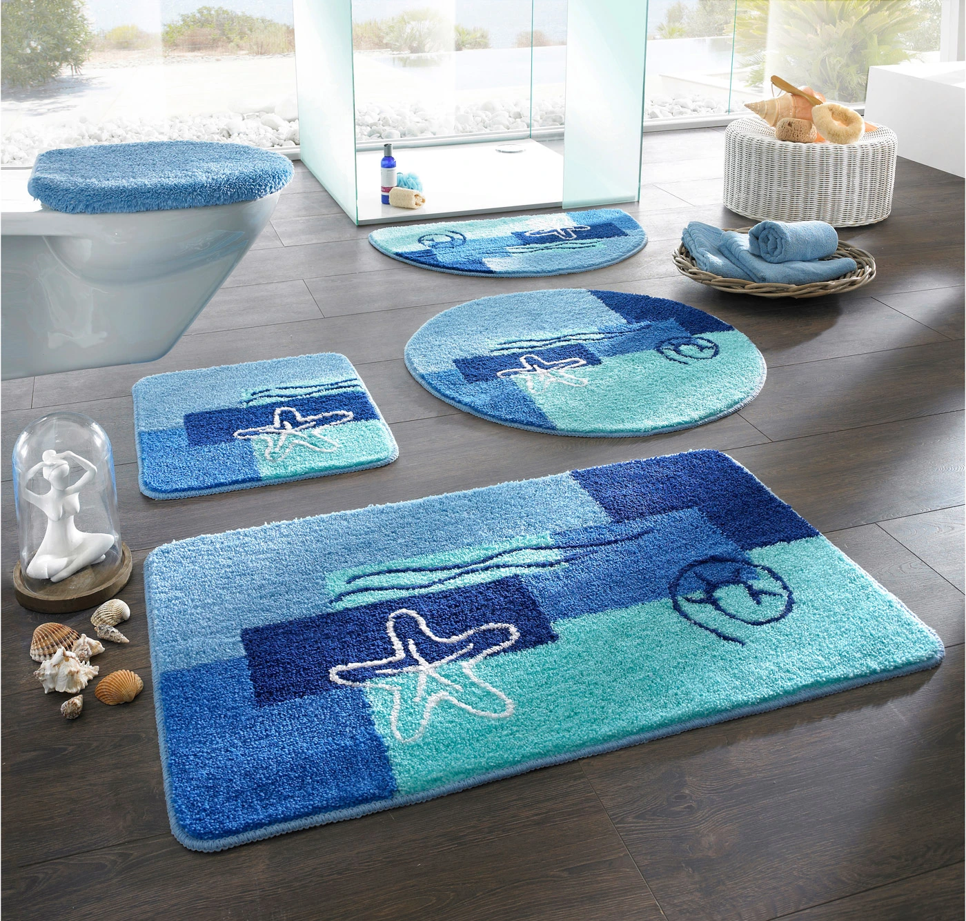 Tapis de bain motifs marins • bleu • Boutique bonprix