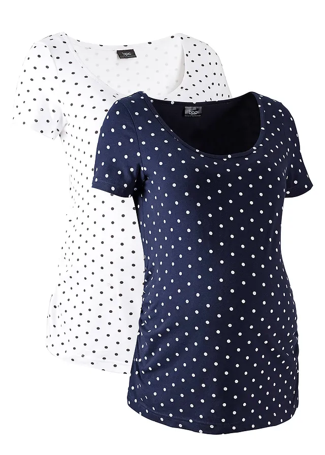 Bluză gravide 2 buc., din bumbac organic, cu buline