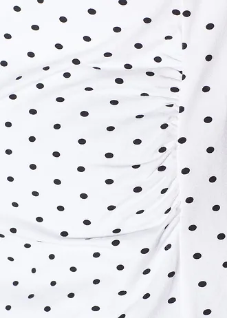 Lot de 2 T-shirts de grossesse en coton • blanc pois noir+bleu foncé pois blanc • Boutique bonprix