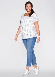 Zwangerschapsshirt (set van 2) met biologisch katoen en stippen • wit+donkerblauw+zwart gestippeld • bonprix online shop