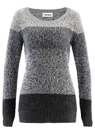 Svetr s pruhovaným vzorem, barva: antracitový melír s proužky