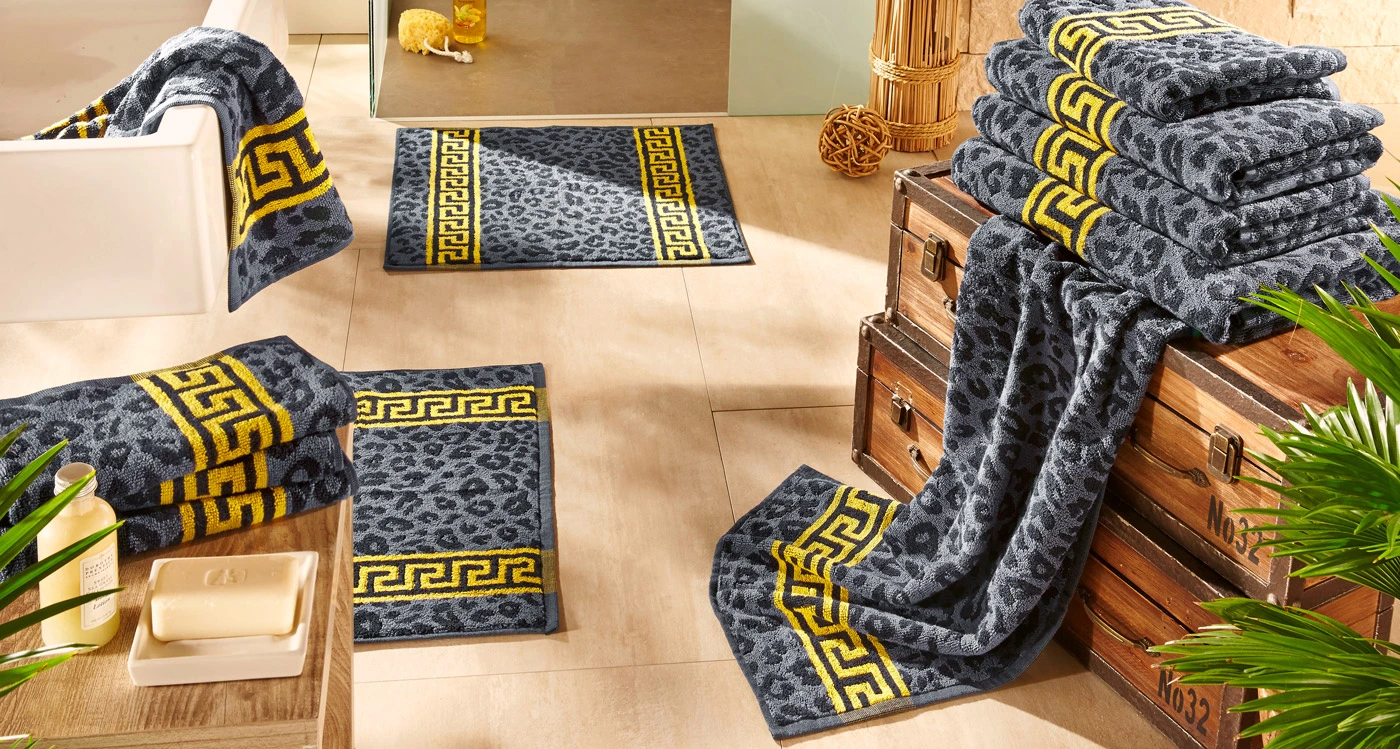 Serviette de toilette pur coton motif léopard • noir/gris • Boutique bonprix