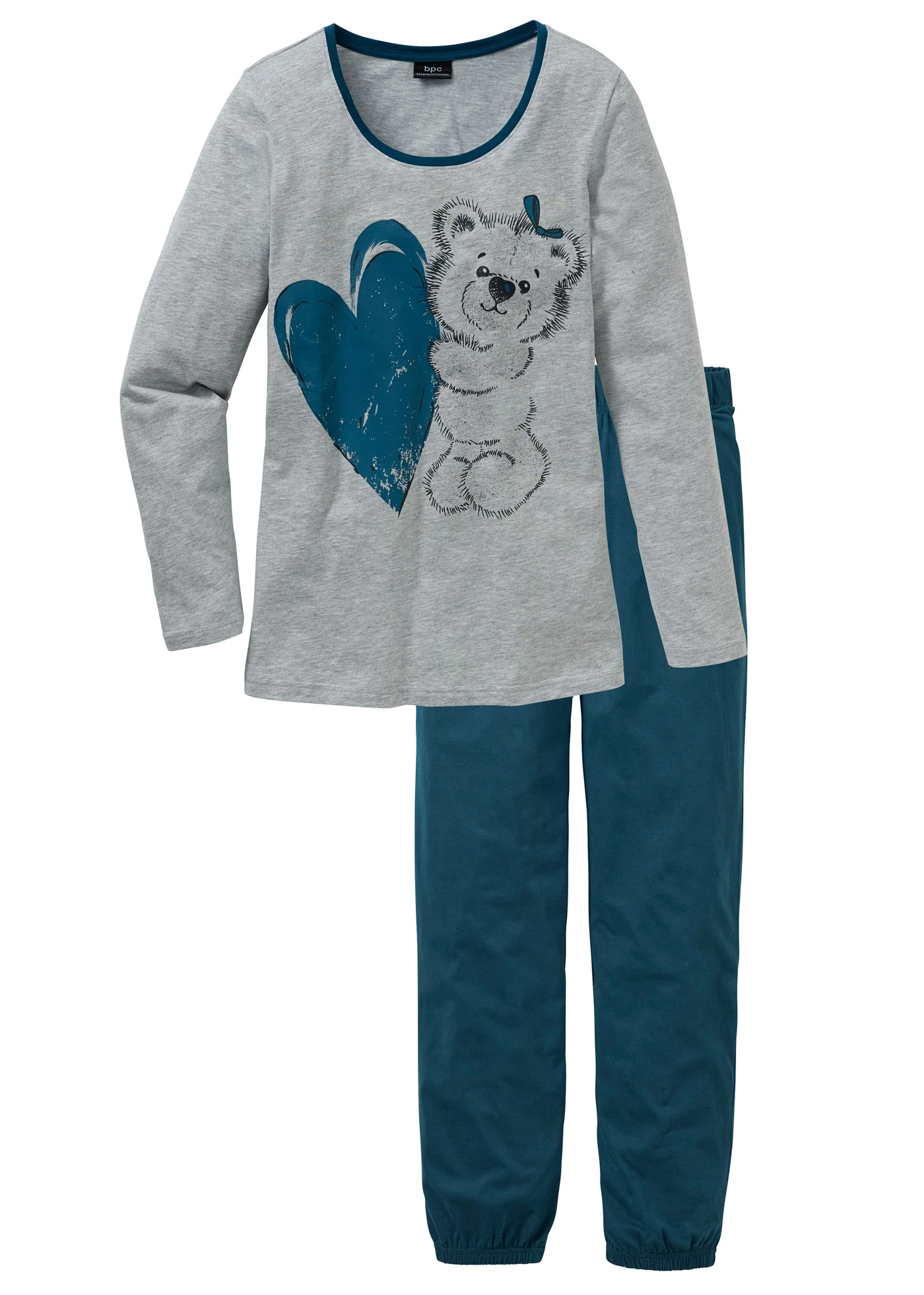 Pyjama en coton majoritaire • bleu pétrole imprimé • Boutique bonprix