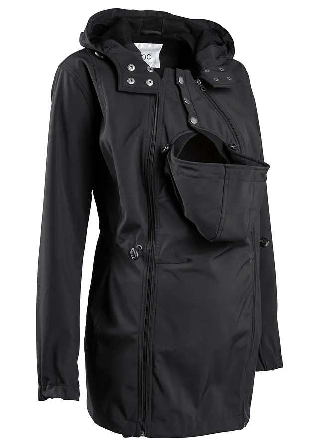 Geacă de gravide/bebe din softshell, cu lărgime reglabilă