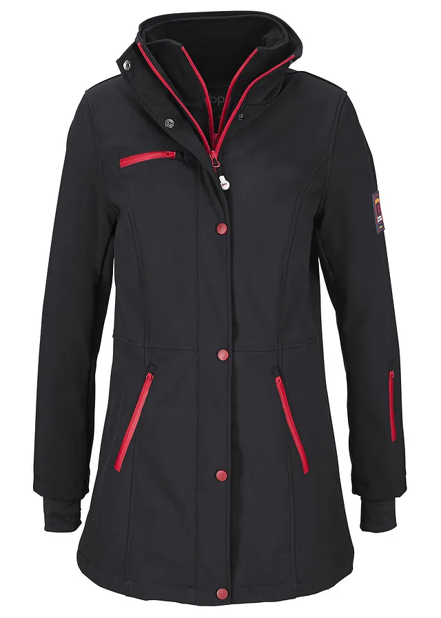Geacă stretch lungă din softshell impermeabil