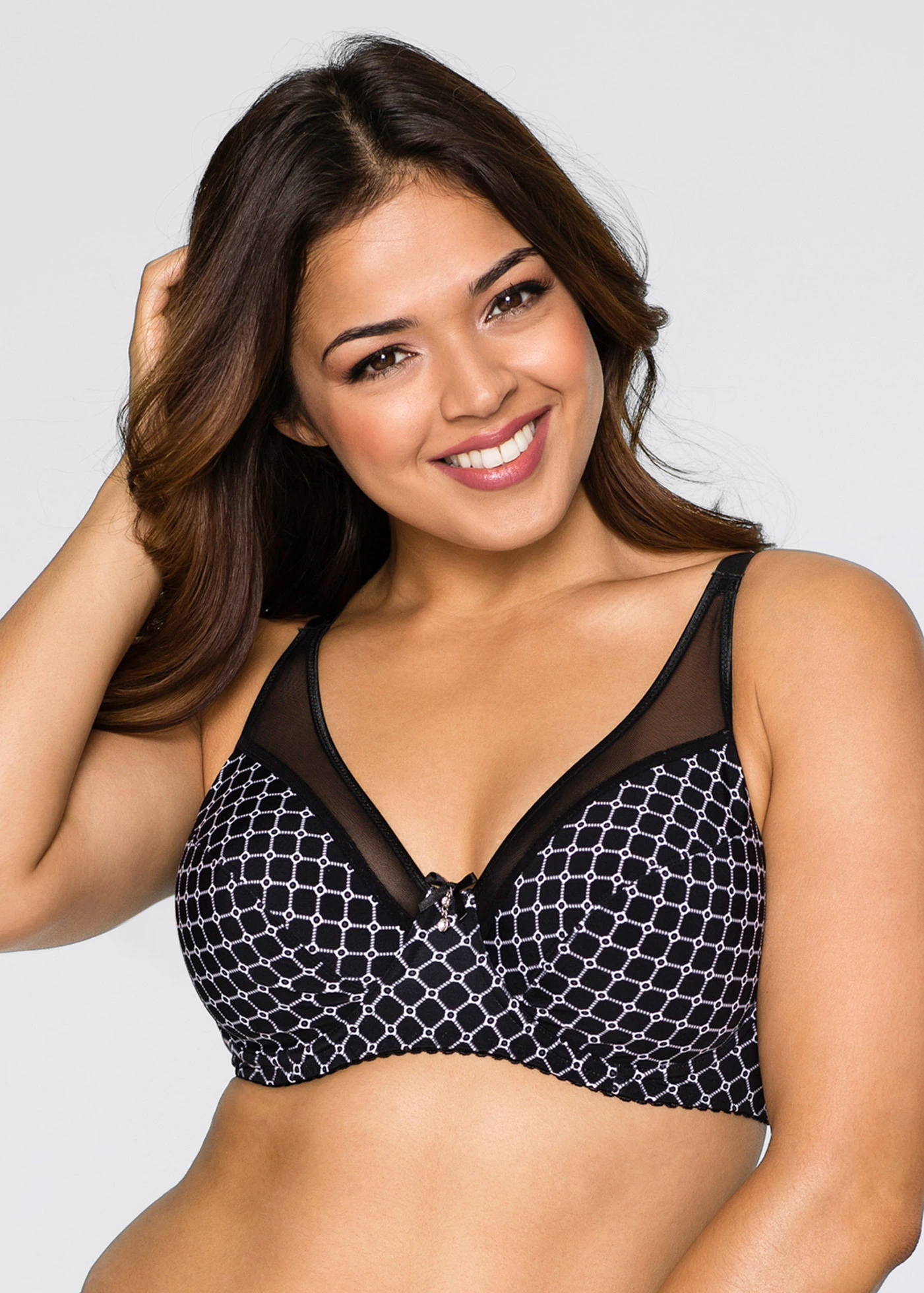 Minimizer bh met mesh • zwart/wit gedessineerd plus size • bonprix online shop