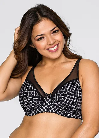 Minimizer bh met mesh • zwart/wit gedessineerd plus size • bonprix online shop