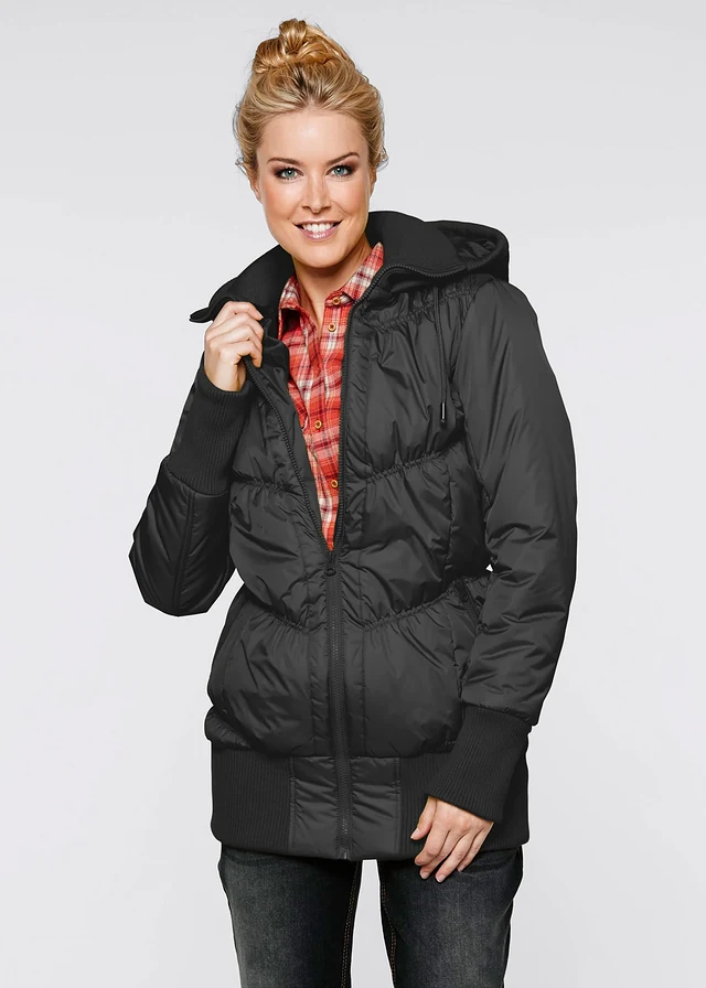 Veste matelassée à finitions élastiquées et capuche • noir • product-page.page-title-suffix