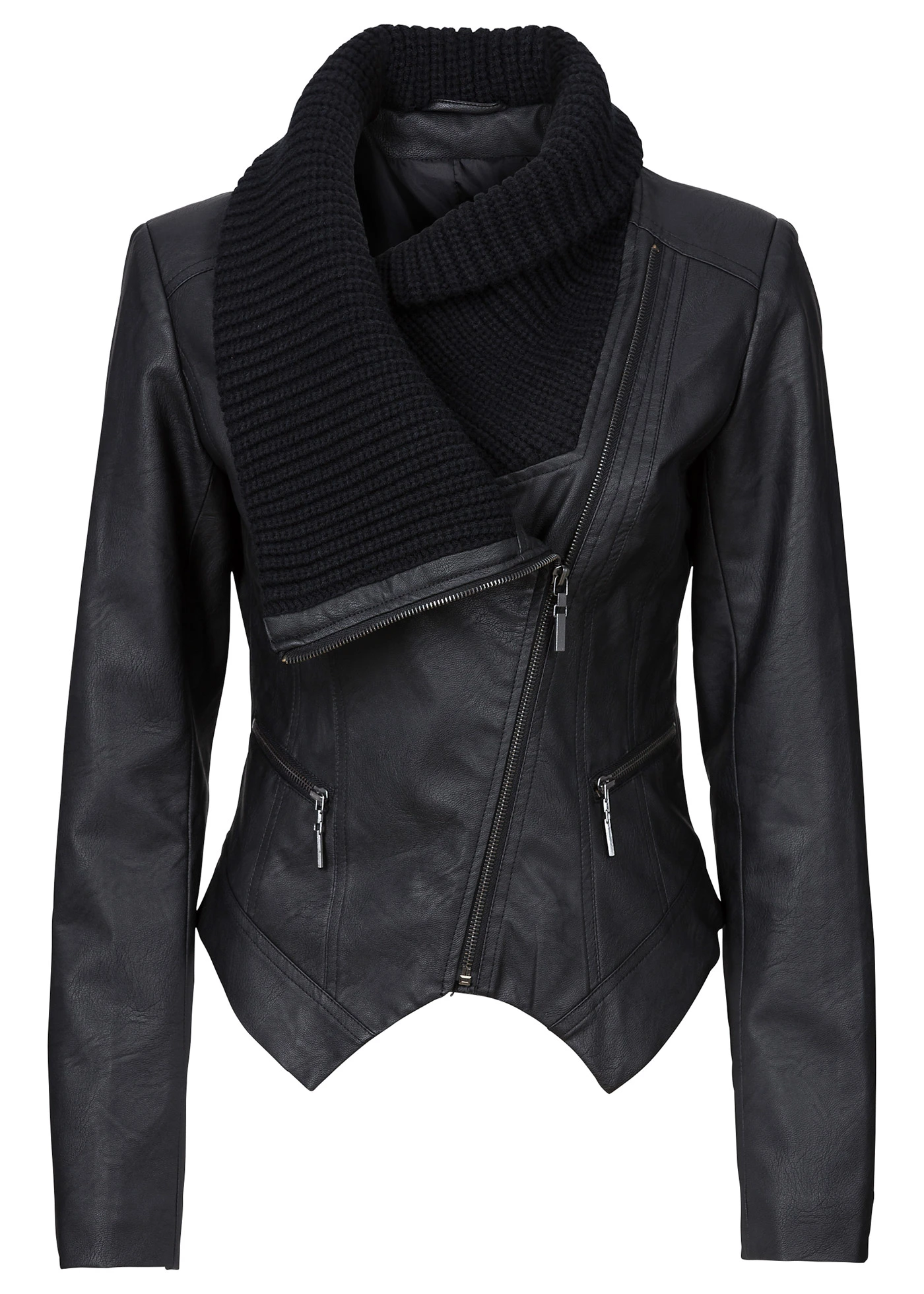 Blouson enduit à col châle • noir • Boutique bonprix