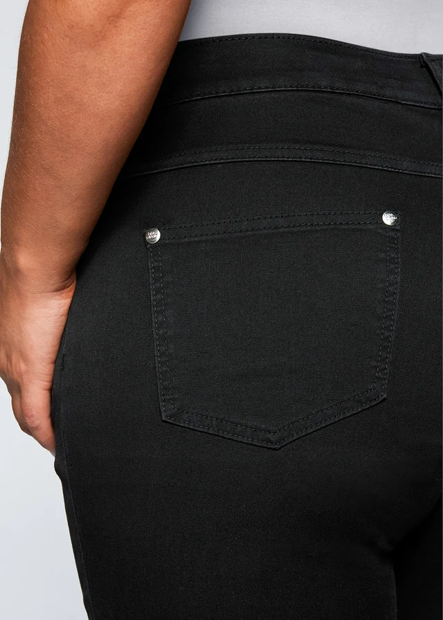 Slim Fit džínsy, super streč, stredná výška pásu, farba: čierna denim
