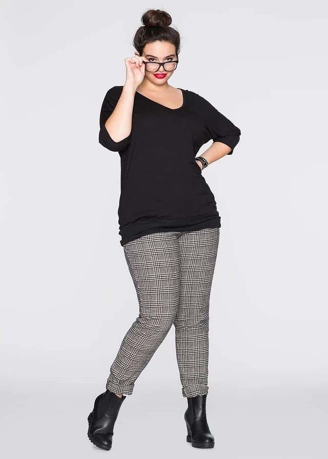 Oversized shirt van soepele viscose, Kleur: zwart