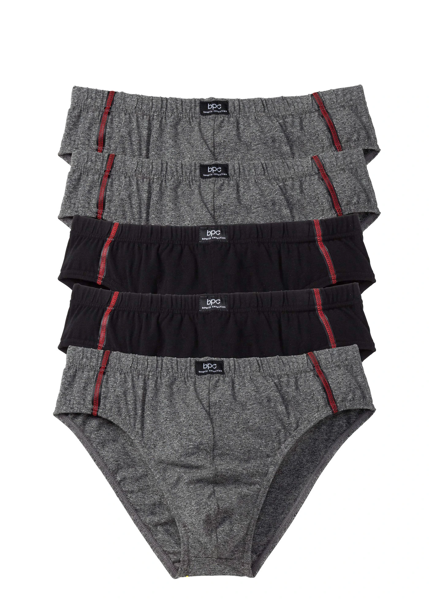 Maxi slipy s bavlnou (5 ks v balení) • šedá melanž-černá • bonprix obchod