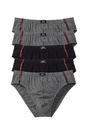 Maxi slipy s bavlnou (5 ks v balení) • šedá melanž-černá • bonprix obchod