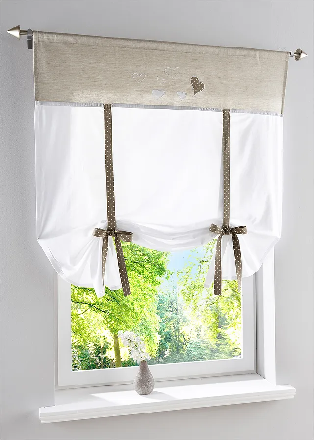 Záves z bio bavlny s potlačou srdca (1 ks v balení)