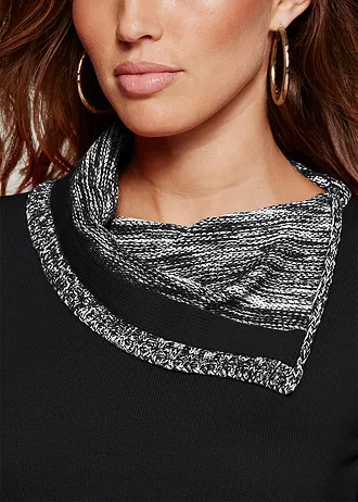 Robe en maille • noir/gris chiné • Boutique bonprix