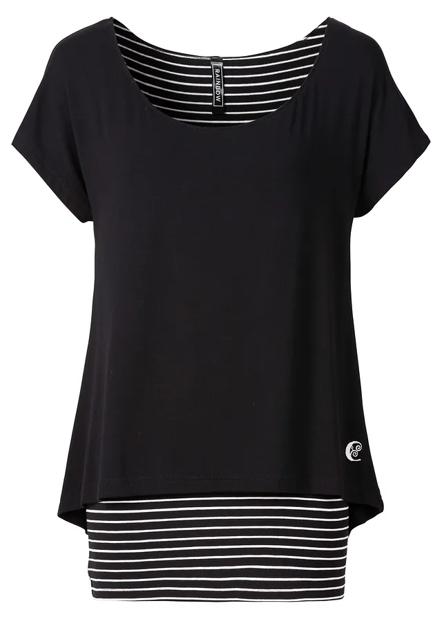 Dlouhé triko z měkké viskózové směsi • černo-bílá s proužky • bonprix obchod