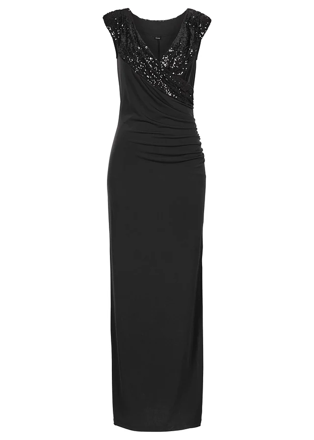 Robe en jersey à sequins, Couleur: noir