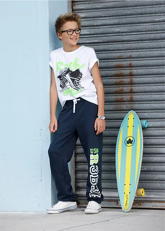 Chlapčenské tepláky s potlačou • tmavomodrá • obchod bonprix