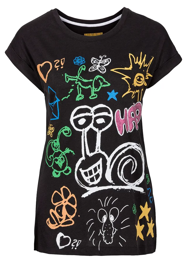 Tricou cu imprimeu • negru cu imprimeu • magazin bonprix