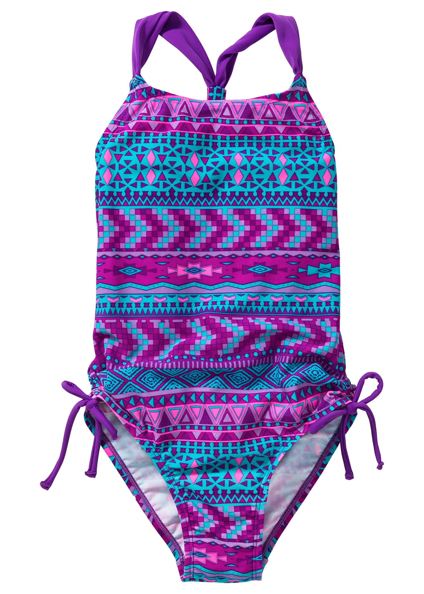 Meisjes badpak • paars-turkoois gedessineerd • bonprix online shop