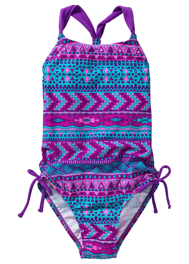 Meisjes badpak • paars-turkoois gedessineerd • bonprix online shop