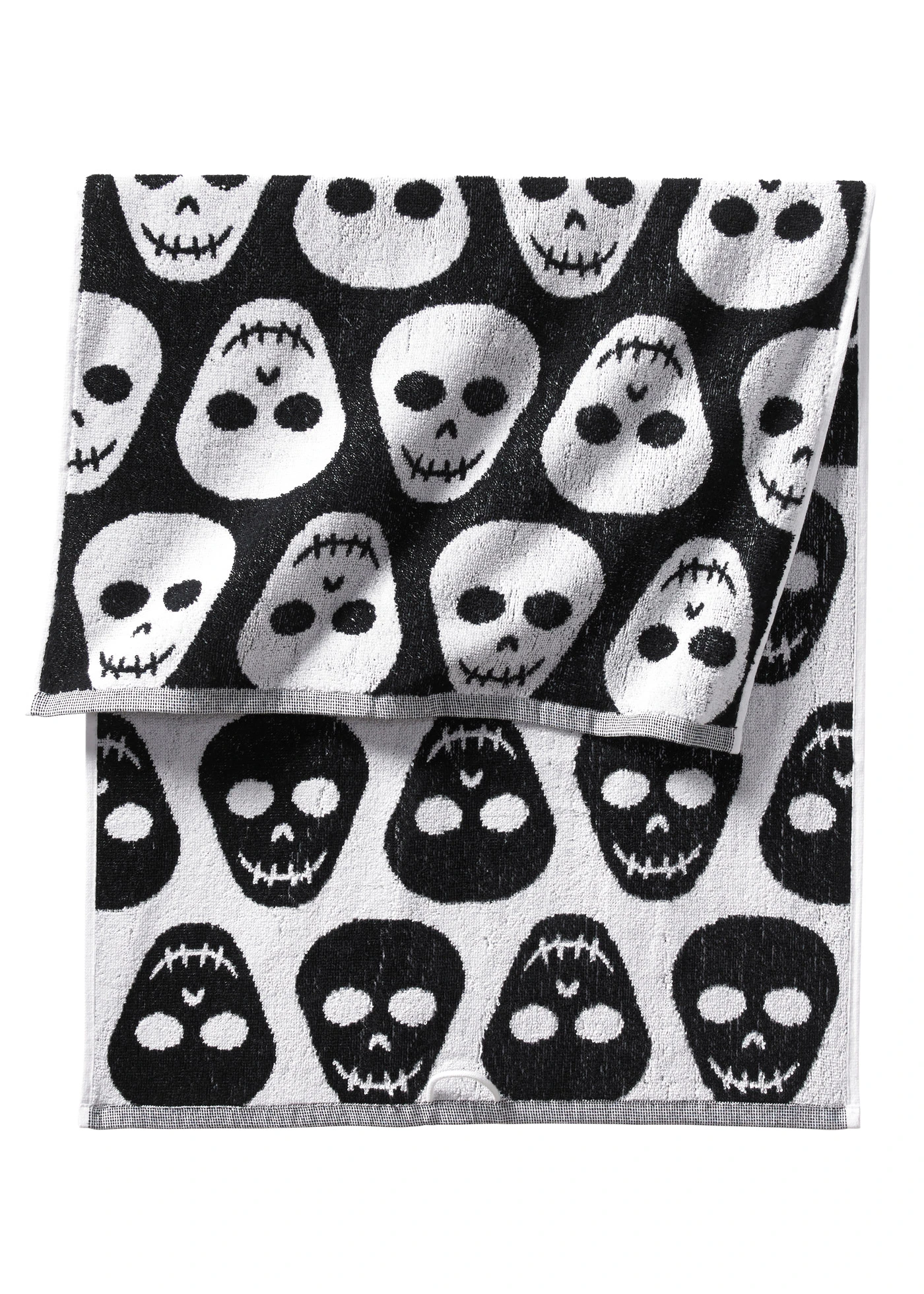 Prosop de bumbac cu motiv "craniu" • negru/alb • magazin bonprix