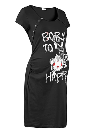 Nuisette de grossesse et d'allaitement avec coton • noir imprimé • Boutique bonprix