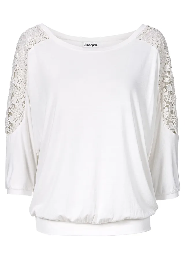 Oversized shirt in een viscosemix • wolwit • bonprix online shop